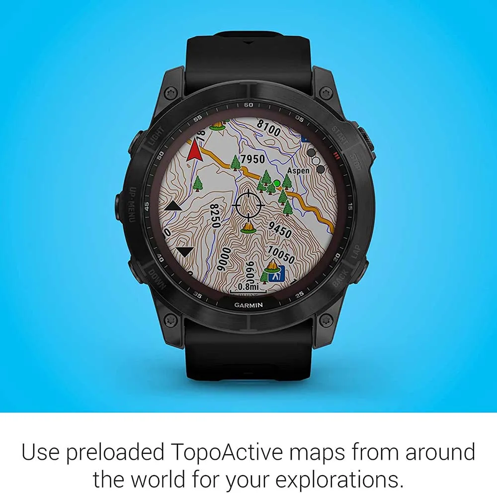 Garmin fenix 7X Sapphire Solar Edition Black DLC Titanium with Black Band Solar Charging GPS Touchscreen Smart Watch - 010-02541-22