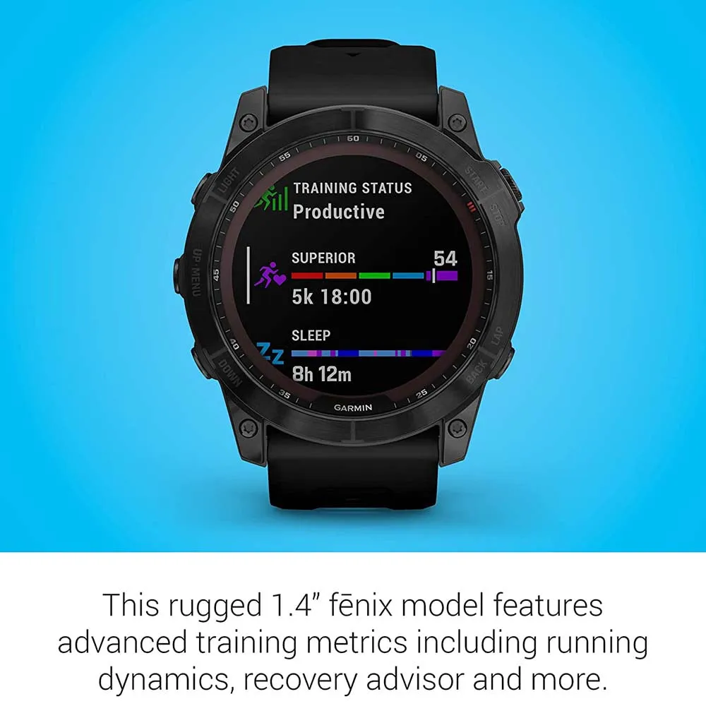 Garmin fenix 7X Sapphire Solar Edition Black DLC Titanium with Black Band Solar Charging GPS Touchscreen Smart Watch - 010-02541-22