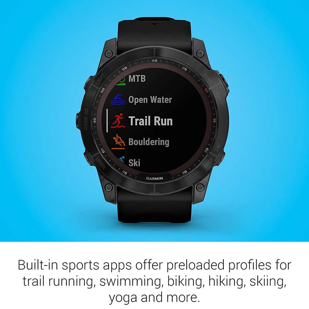 Garmin fenix 7X Sapphire Solar Edition Black DLC Titanium with Black Band Solar Charging GPS Touchscreen Smart Watch - 010-02541-22