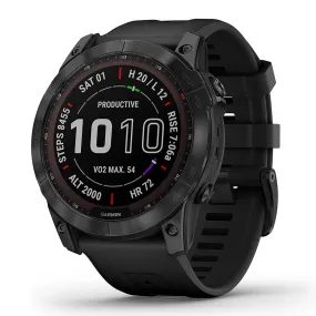 Garmin fenix 7X Sapphire Solar Edition Black DLC Titanium with Black Band Solar Charging GPS Touchscreen Smart Watch - 010-02541-22