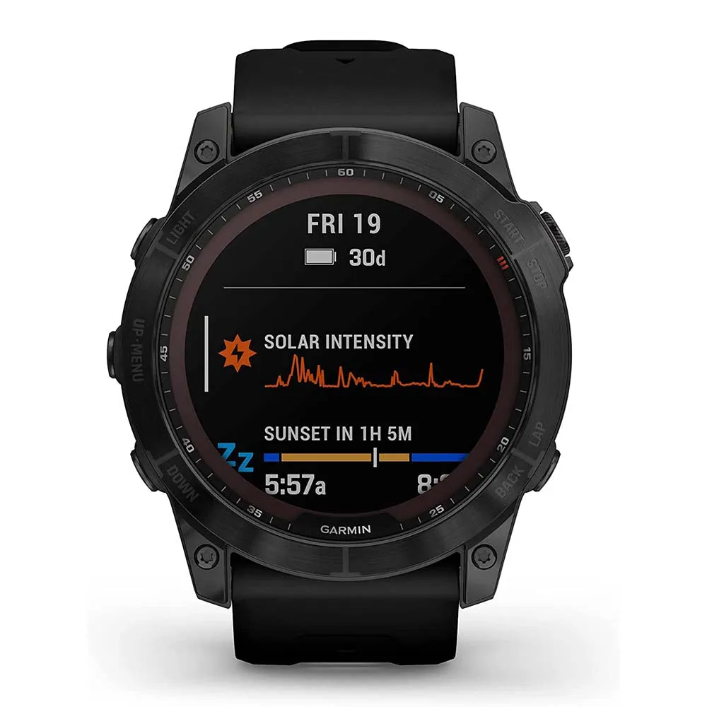 Garmin fenix 7X Sapphire Solar Edition Black DLC Titanium with Black Band Solar Charging GPS Touchscreen Smart Watch - 010-02541-22