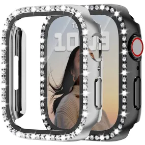 Glass Watch Cover for Apple Watch 45mm 41mm 40mm 44mm 38mm 42mm Bling Case Diamond Bumper Protector for iwatch SE 10 9 8 7 6 5 4 3 2