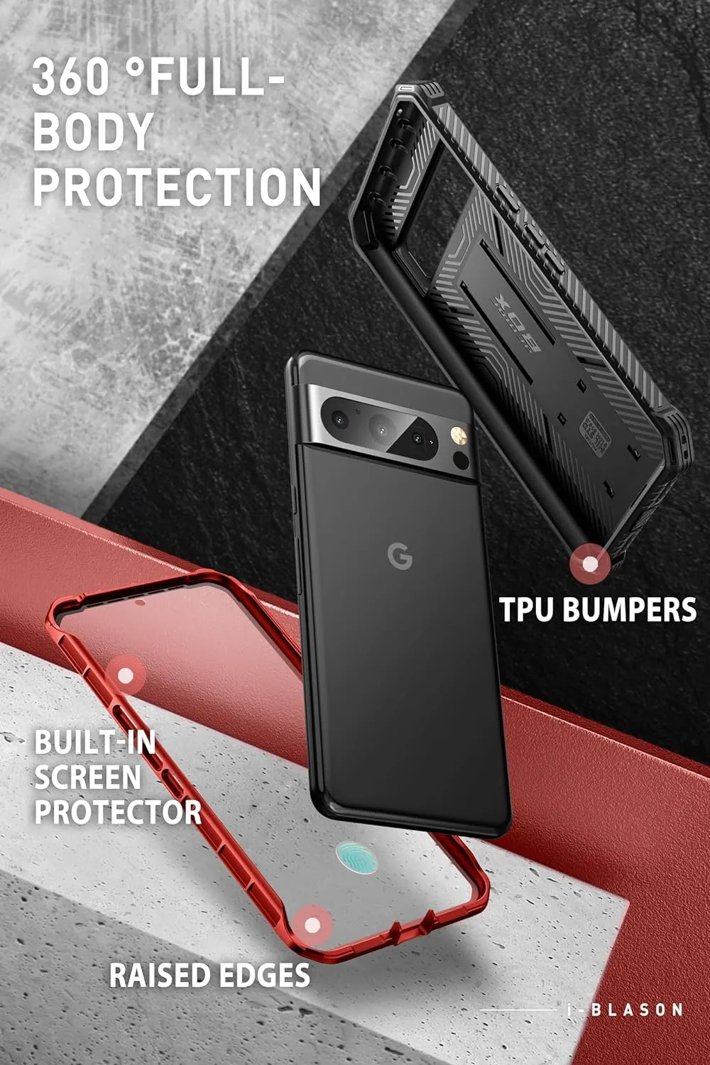 Google Pixel 8 Pro Case  Built-in Screen Protector  Bumper Protective Phone Case