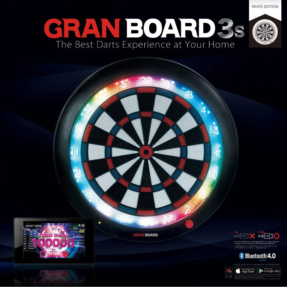 Gran Darts Gran Board 3S Bluetooth Electronic Dartboard - Limited Edition White