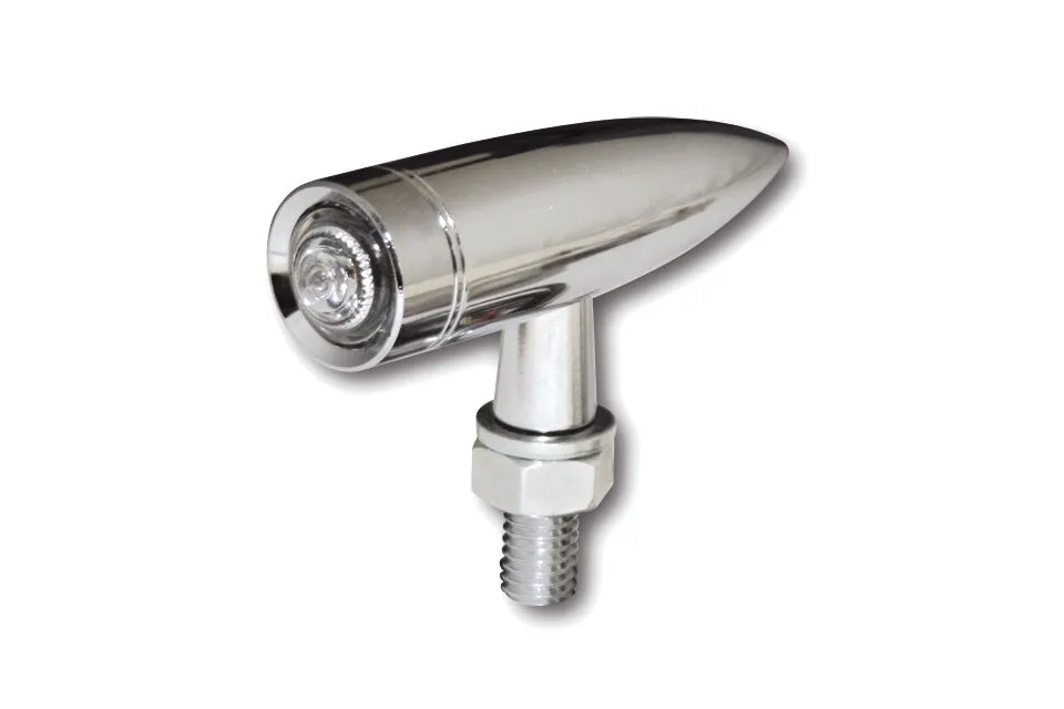 HIGHSIDER 255-018 LED Taillight "MONO BULLET LONG" Clear Lens - Chrome