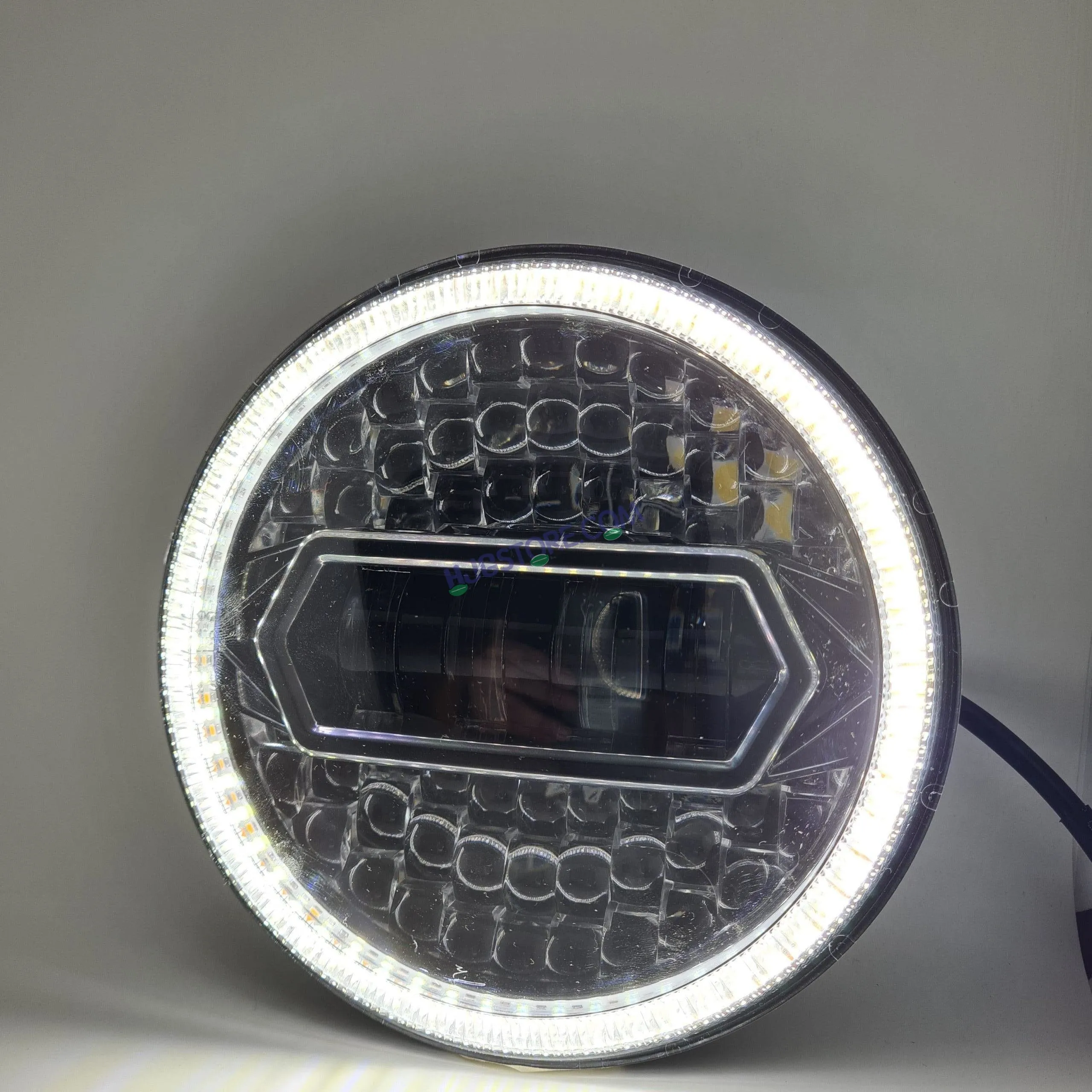 HJG 7 Inch Diamond Cut Round Led Headlight Fits in Royal Enfield all model and Mahindra Thar
