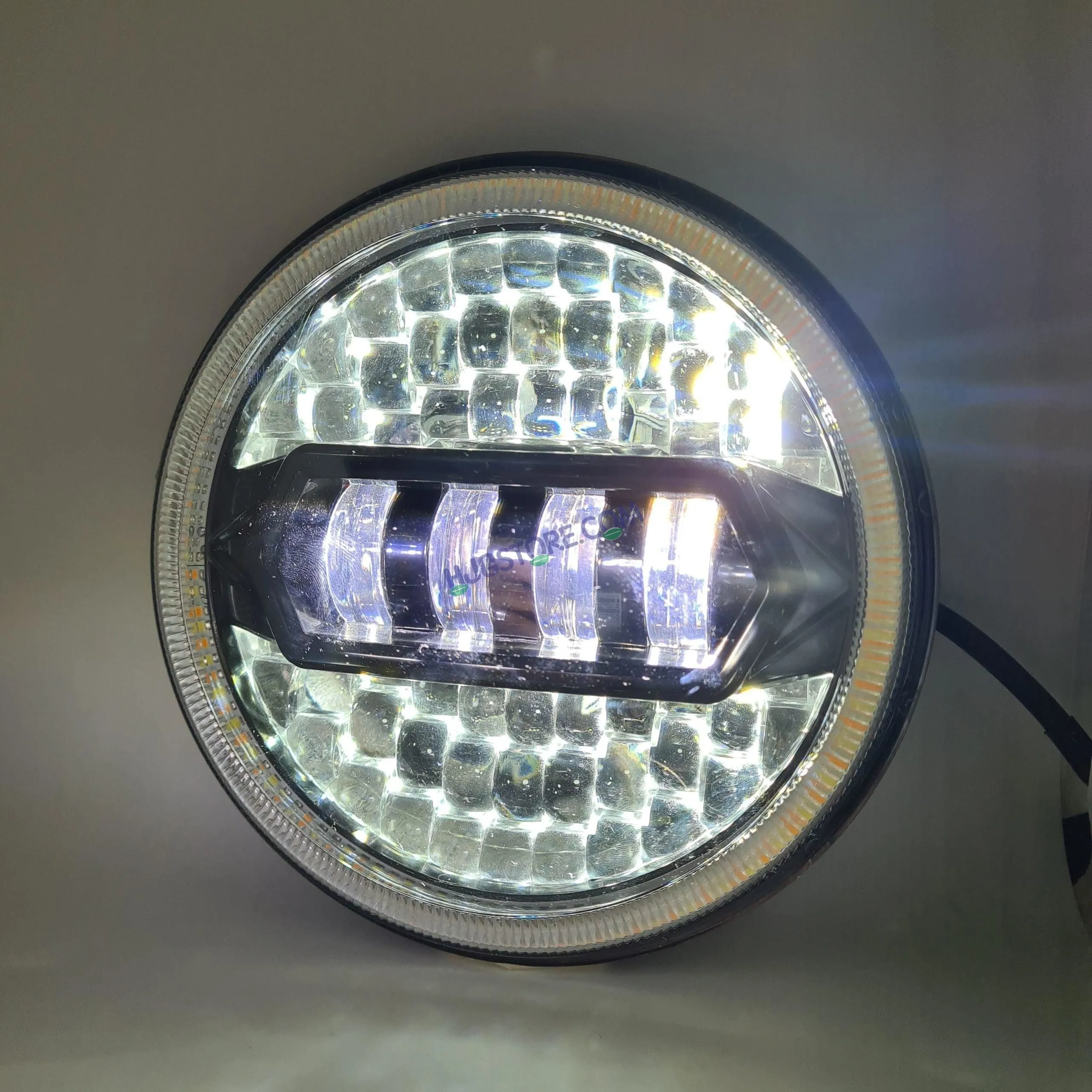 HJG 7 Inch Diamond Cut Round Led Headlight Fits in Royal Enfield all model and Mahindra Thar