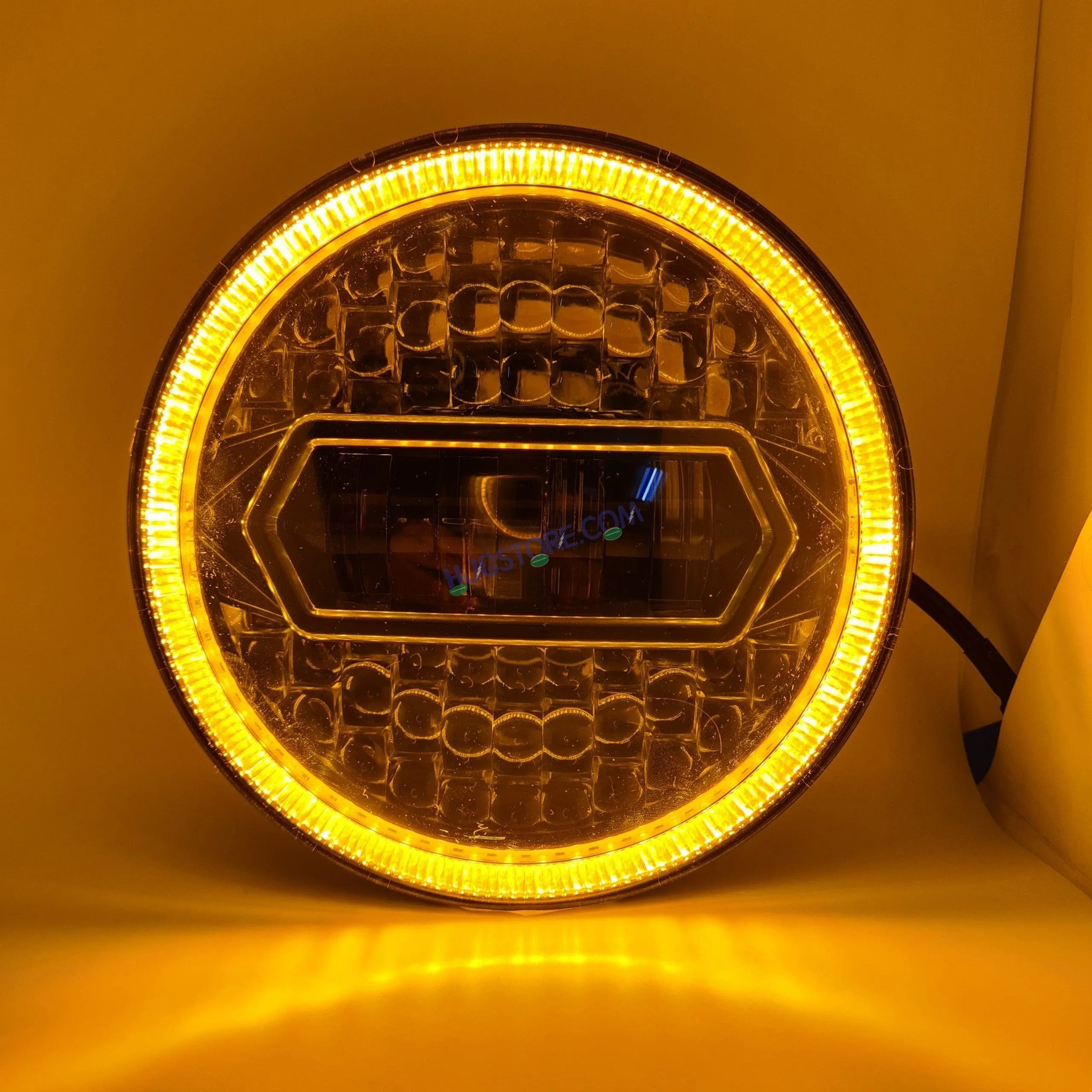 HJG 7 Inch Diamond Cut Round Led Headlight Fits in Royal Enfield all model and Mahindra Thar