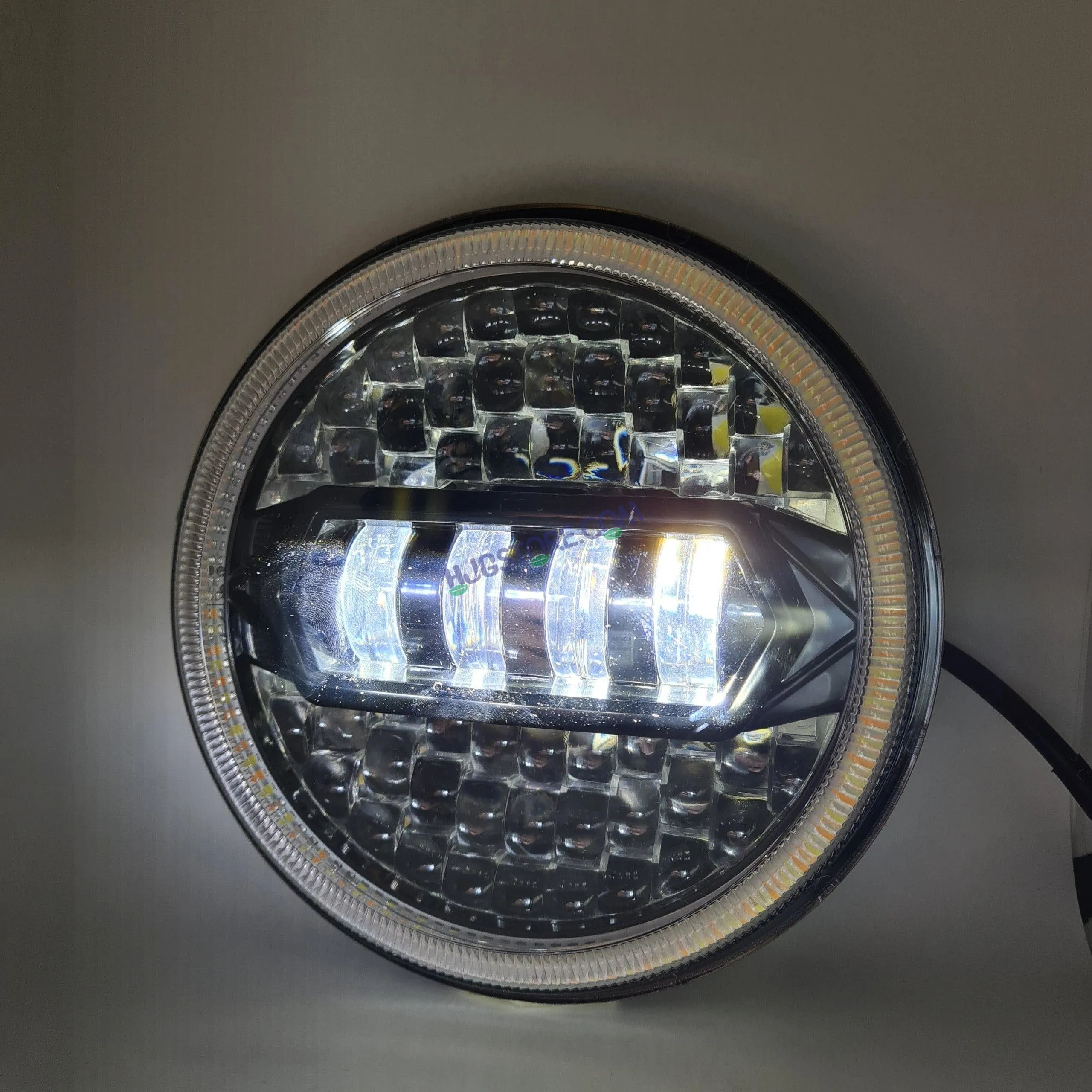 HJG 7 Inch Diamond Cut Round Led Headlight Fits in Royal Enfield all model and Mahindra Thar