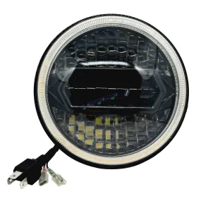 HJG 7 Inch Diamond Cut Round Led Headlight Fits in Royal Enfield all model and Mahindra Thar