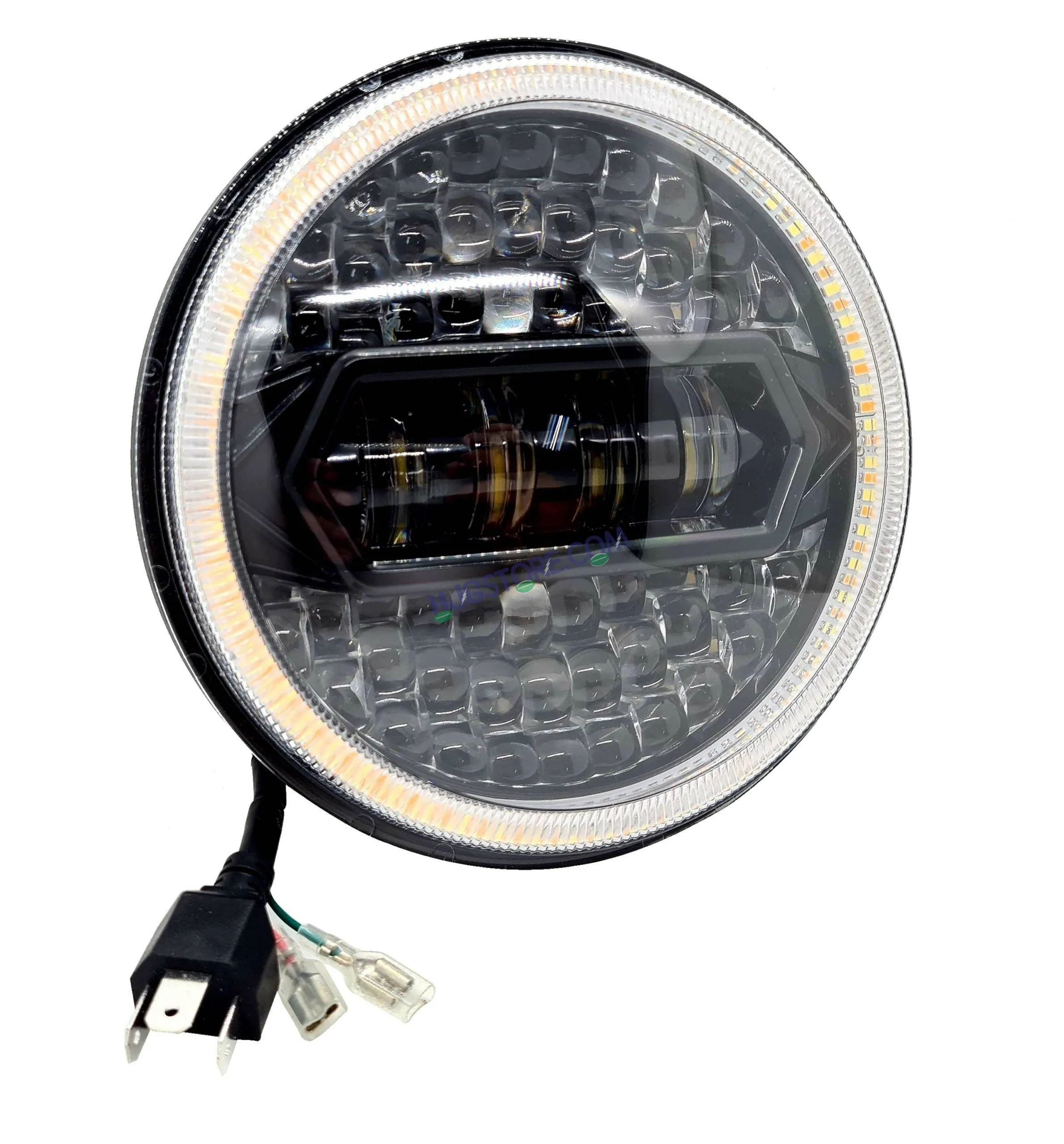 HJG 7 Inch Diamond Cut Round Led Headlight Fits in Royal Enfield all model and Mahindra Thar