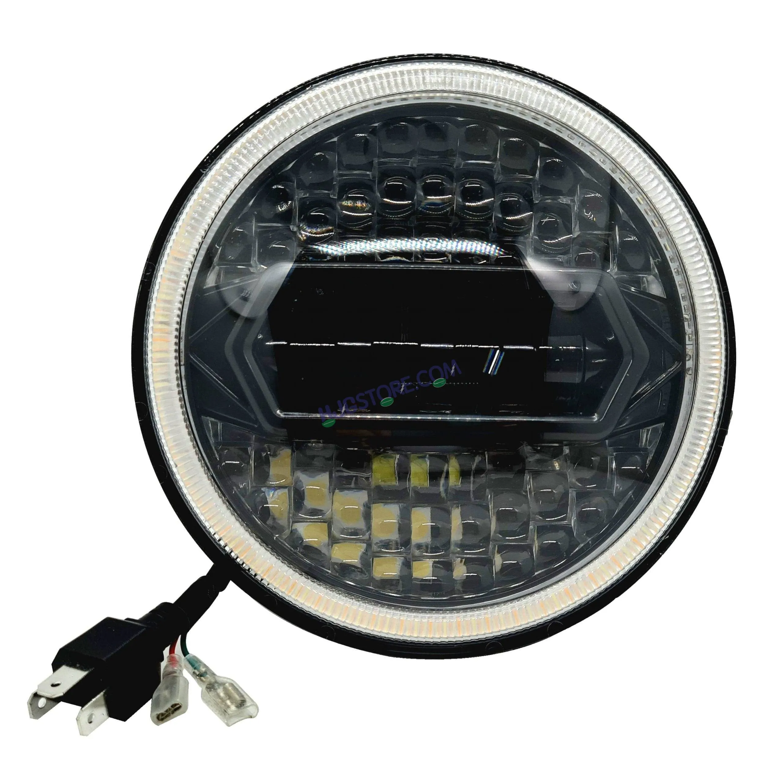 HJG 7 Inch Diamond Cut Round Led Headlight Fits in Royal Enfield all model and Mahindra Thar