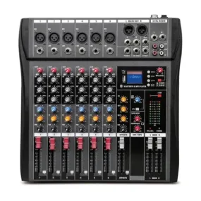6-Channel Bluetooth Audio Mixer Console with USB Amplifier & AUX, Ideal for DJ & Live Studio Sessions