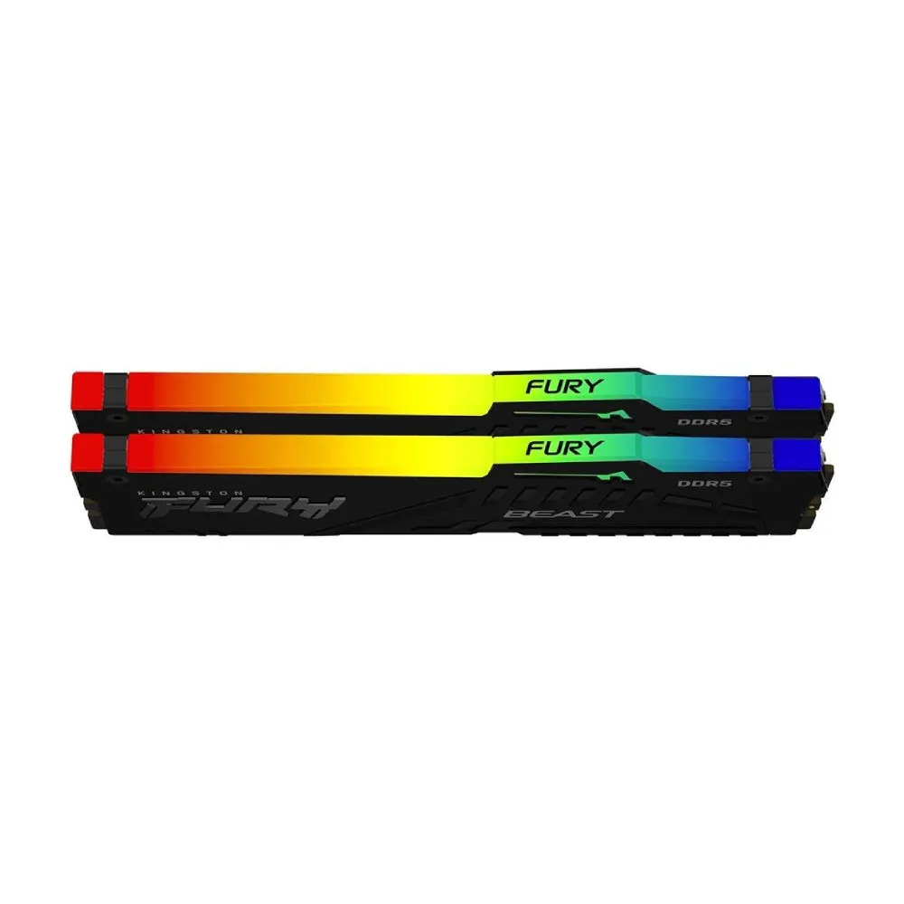 Kingston Fury Beast RGB RAM, 16 GB DDR5 (2x8 GB), 5600 MHz, CL36, KF556C36BBEAK2-16, black