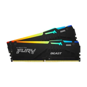Kingston Fury Beast RGB RAM, 16 GB DDR5 (2x8 GB), 5600 MHz, CL36, KF556C36BBEAK2-16, black
