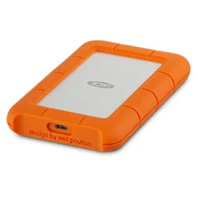 LaCie Rugged USB-C 4 TB Portable HDD, 2.5", 3.2 Gen 1 (3.1 Gen 1), 5400 RPM, External Storage, Orange, Silver