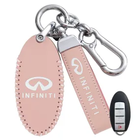 Leather Key Fob Case Cover for Infiniti with Key Chain, Key