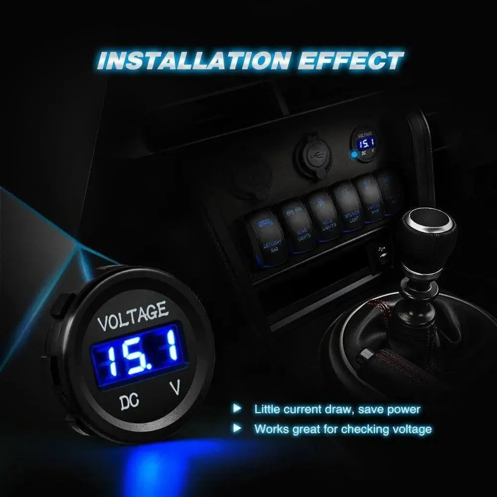 LED Digital Display Voltmeter Panel Blue