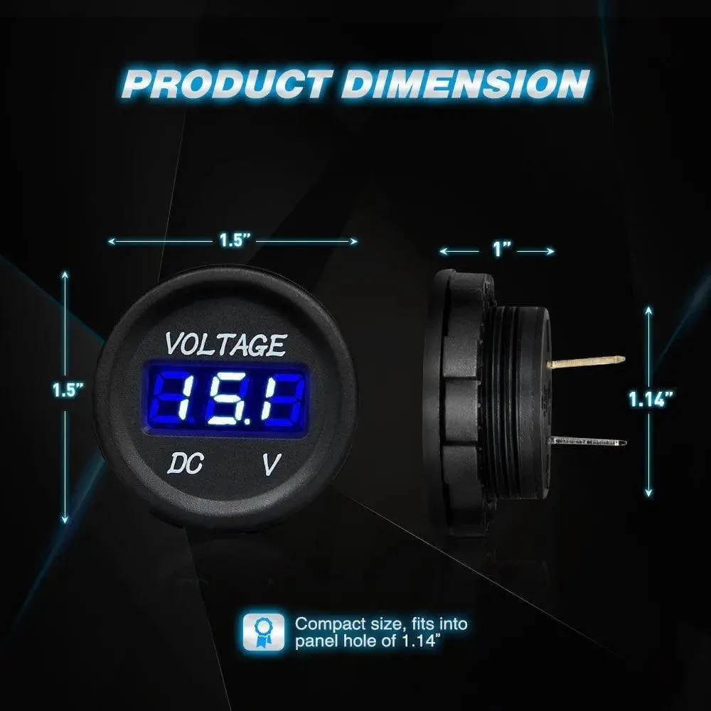 LED Digital Display Voltmeter Panel Blue