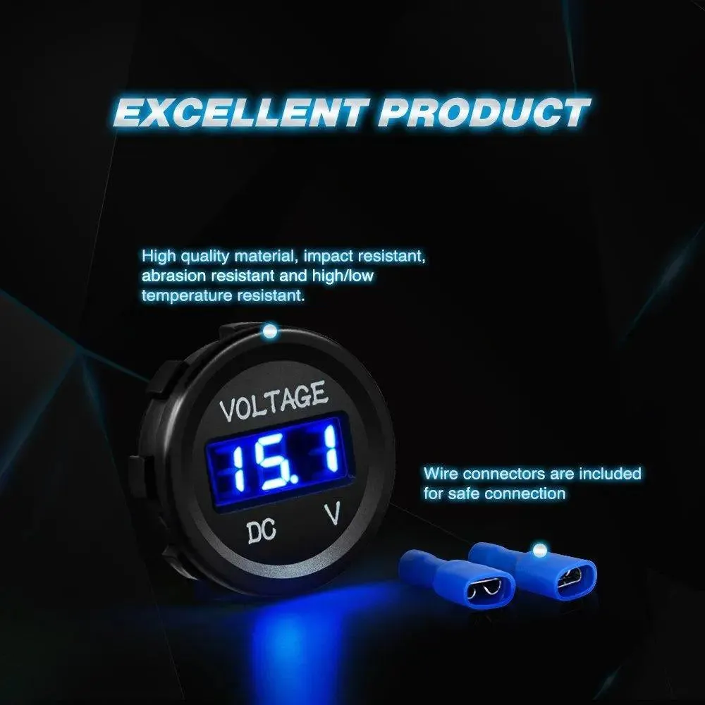 LED Digital Display Voltmeter Panel Blue