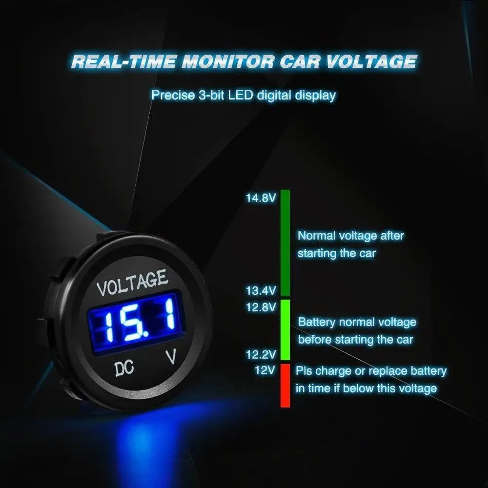 LED Digital Display Voltmeter Panel Blue