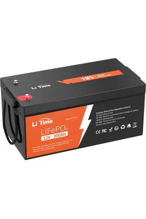 LiTime 12V 300Ah LiFePO4 Lithium Battery, Build-In 200A BMS, 3840Wh Energy