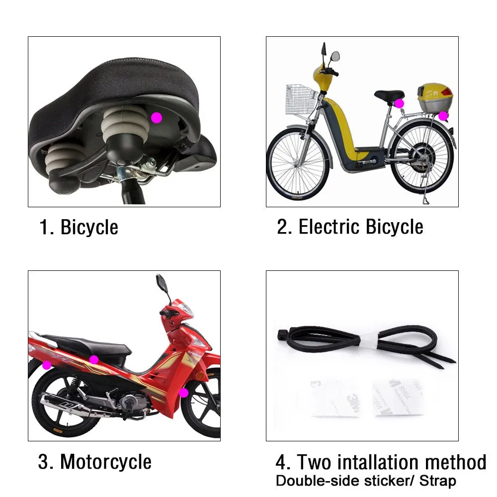 Mengshen Bicycle Alarm, Wireless Anti-Theft Burglar Security Alarm for Bike Motorcycle Car Mobility Scooter Vehicles Door Window, 113db Super Loud and Waterproof (Remote Control Included)