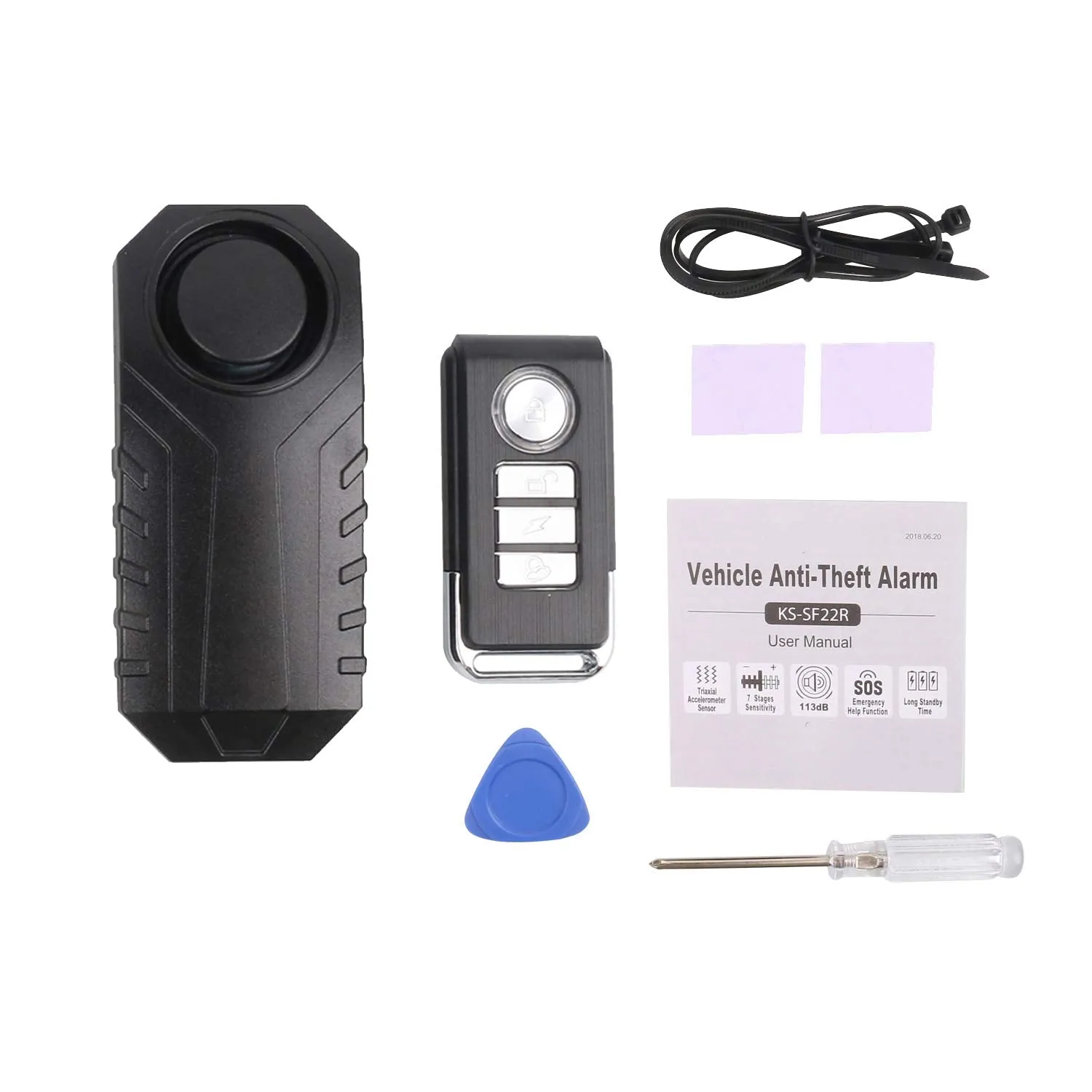 Mengshen Bicycle Alarm, Wireless Anti-Theft Burglar Security Alarm for Bike Motorcycle Car Mobility Scooter Vehicles Door Window, 113db Super Loud and Waterproof (Remote Control Included)
