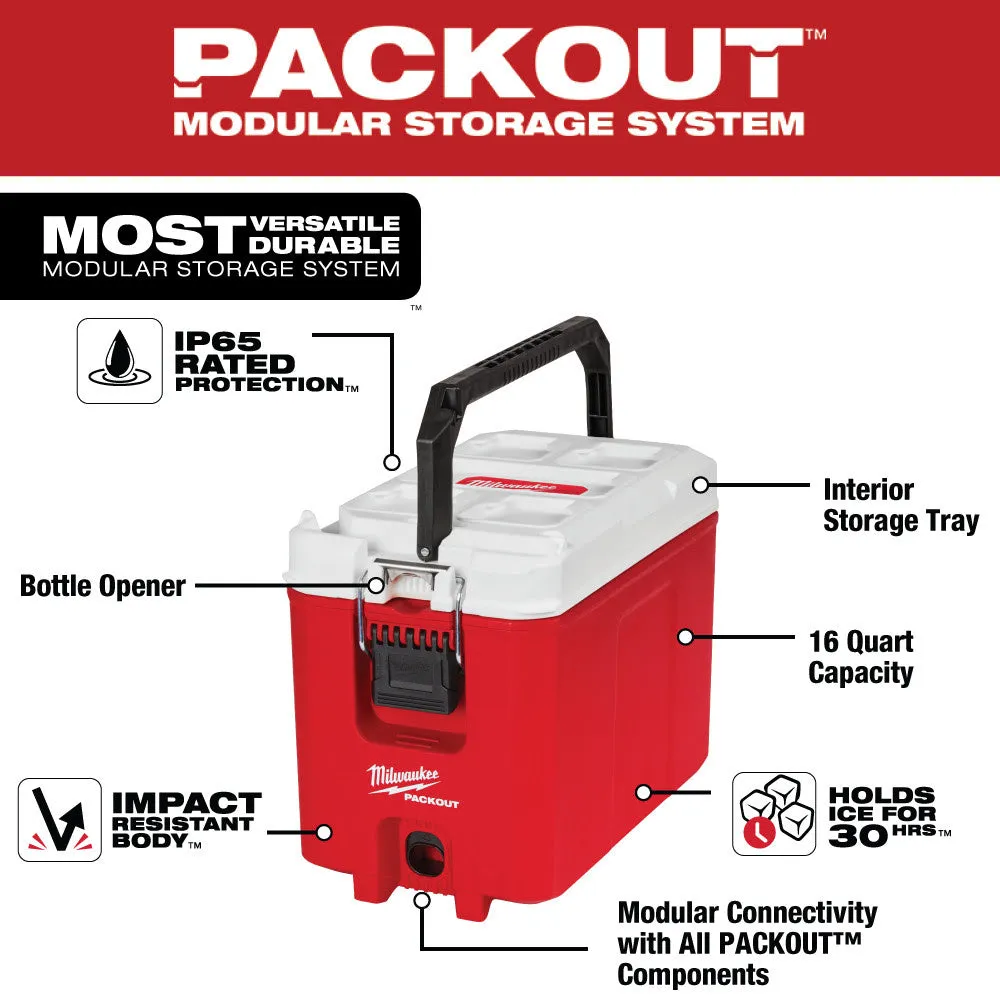 Milwaukee 48-22-8460 PACKOUT 16QT Compact Job Site Cooler / (Hard Shell)