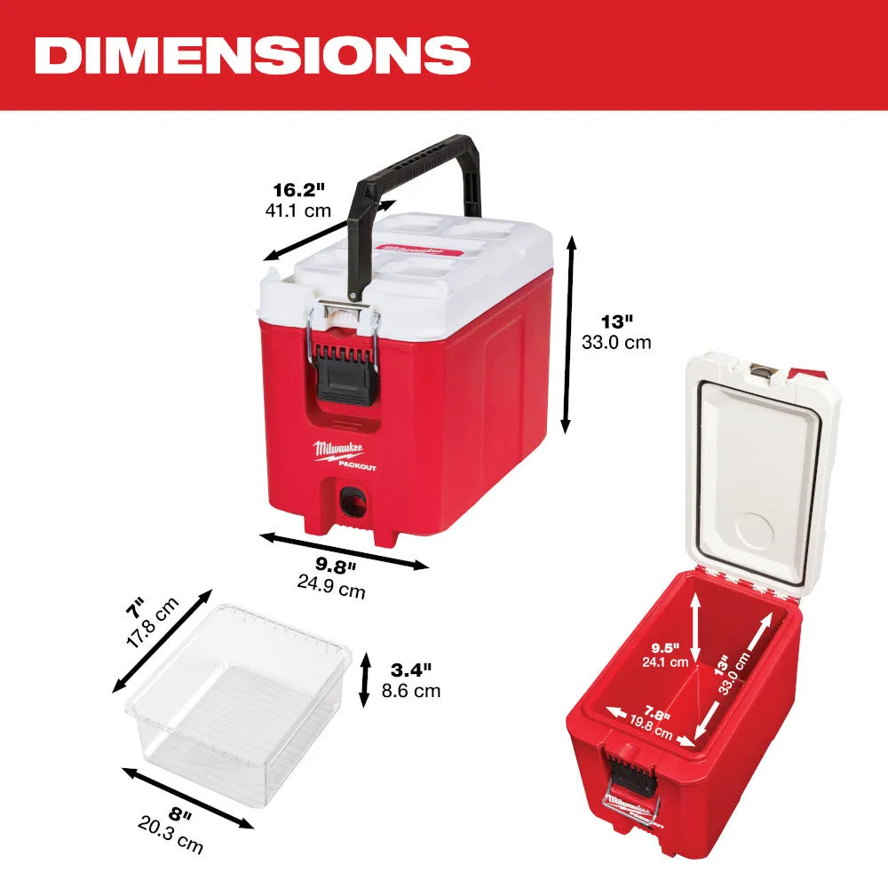 Milwaukee 48-22-8460 PACKOUT 16QT Compact Job Site Cooler / (Hard Shell)
