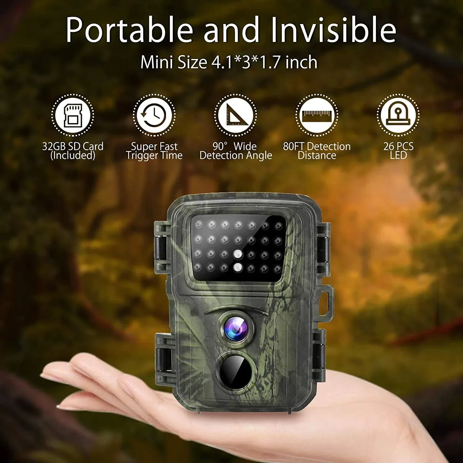 Mini Trail Hunting Camera Mini600 Wildlife Hunter Camera 20MP 1080P Forest Animal Camera Night Photo Trap Surveillance Tracking