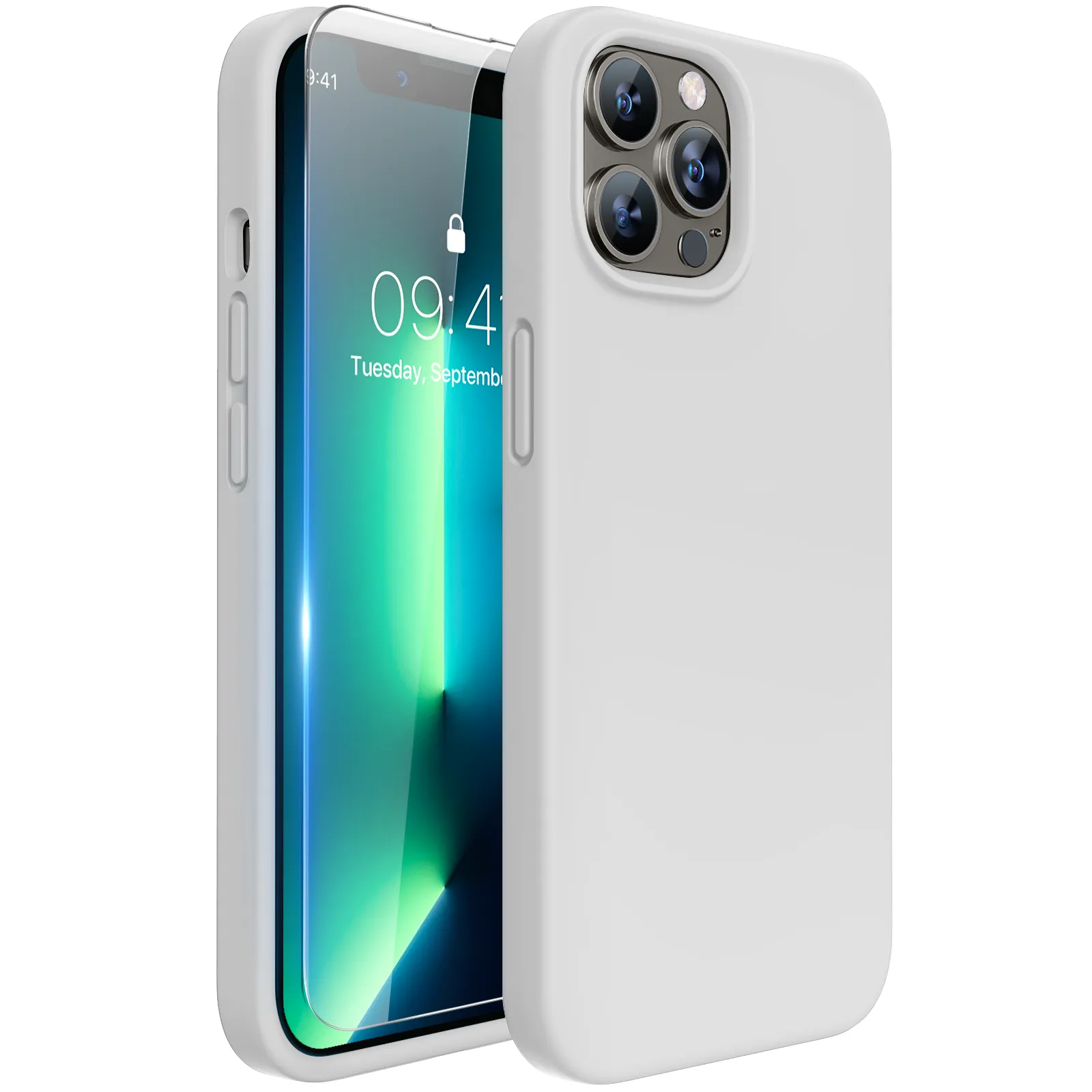 Miracase Designed for iPhone 13 Pro Max Case with Screen Protector,[Soft Anti-Scratch Microfiber Lining],Shockproof Liquid Silicone Rubber Phone Case Cover 6.7 inch