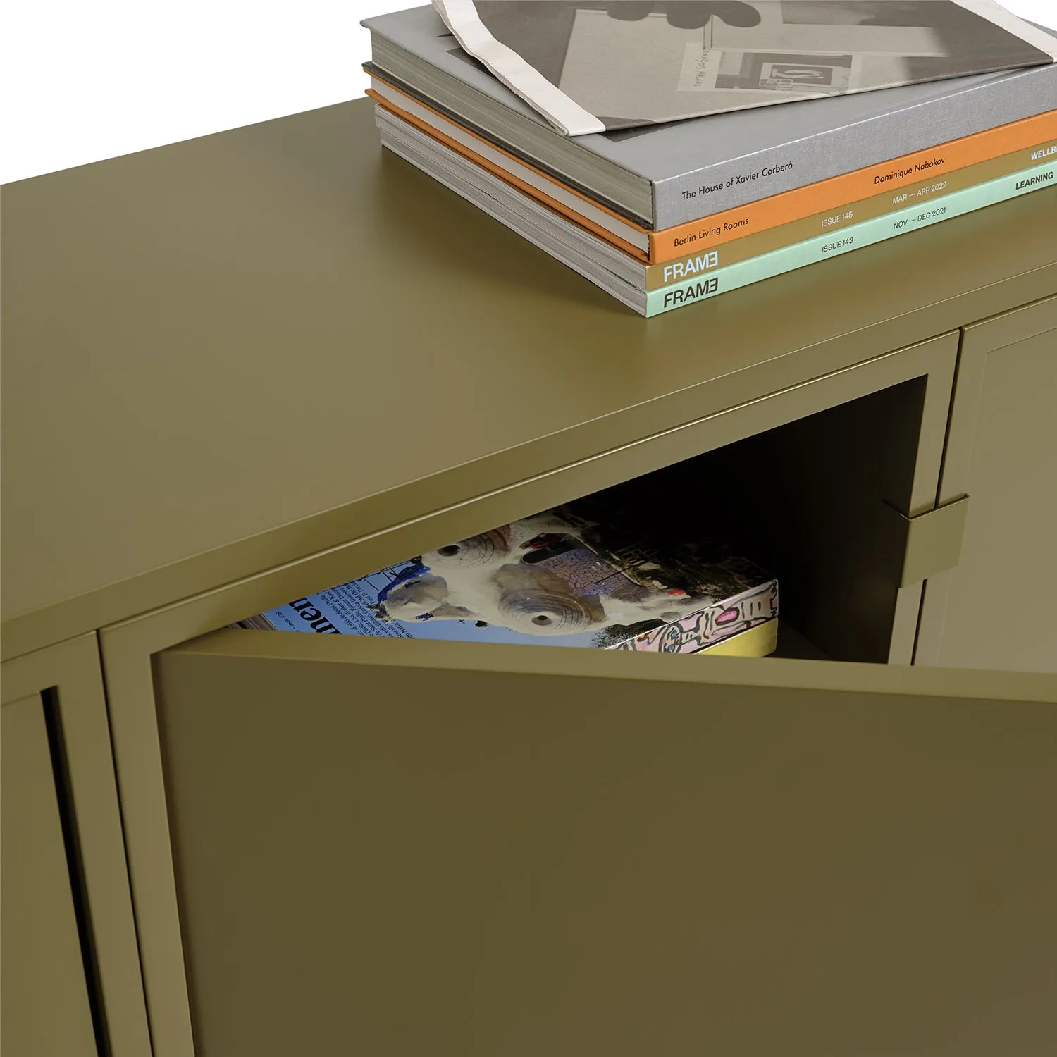 muuto | stacked storage system | module with door | medium brown green
