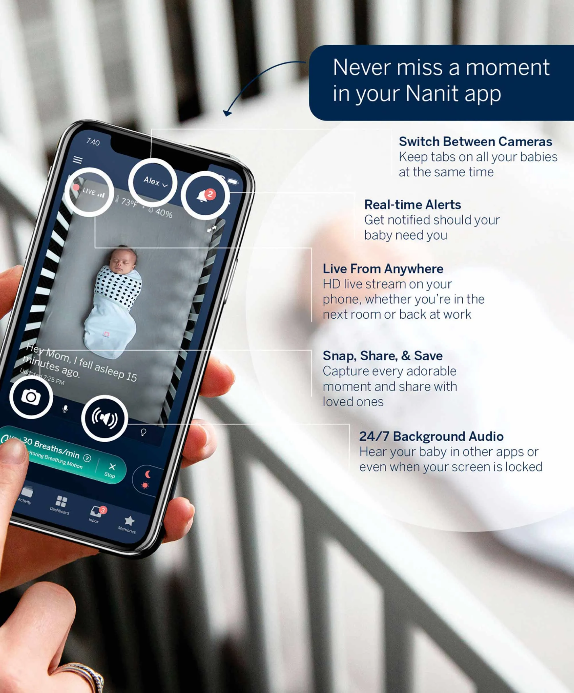 Nanit Pro Baby Monitor & Floor Stand - White