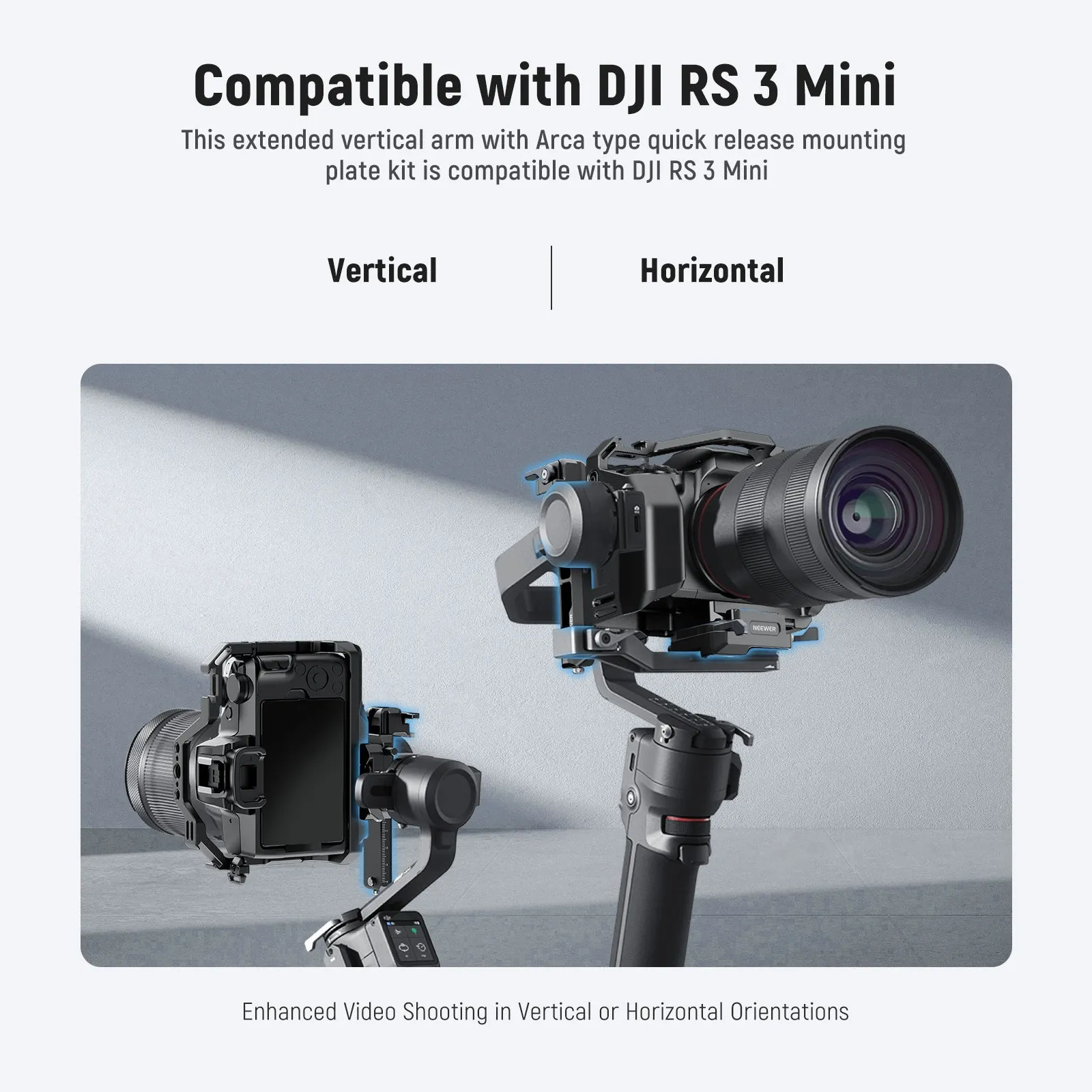 NEEWER GA013 Gimbal Extended Vertical Arm & Arca QR Plate Kit for DJI RS 3 Mini