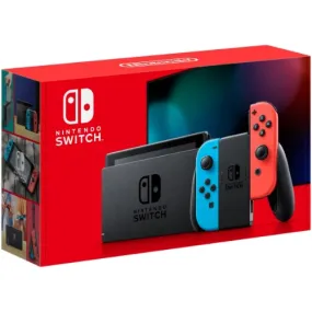 Nintendo Switch with Neon Blue and Neon Red Joy‑Con ( 2 Random Games) - 32GB - Neon Blue/Neon Red - Very Good