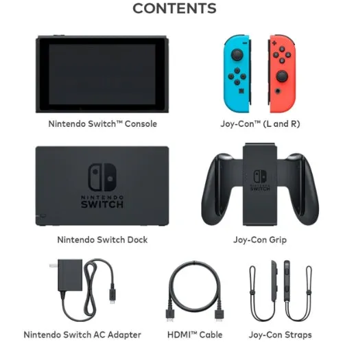 Nintendo Switch with Neon Blue and Neon Red Joy‑Con ( 2 Random Games) - 32GB - Neon Blue/Neon Red - Very Good