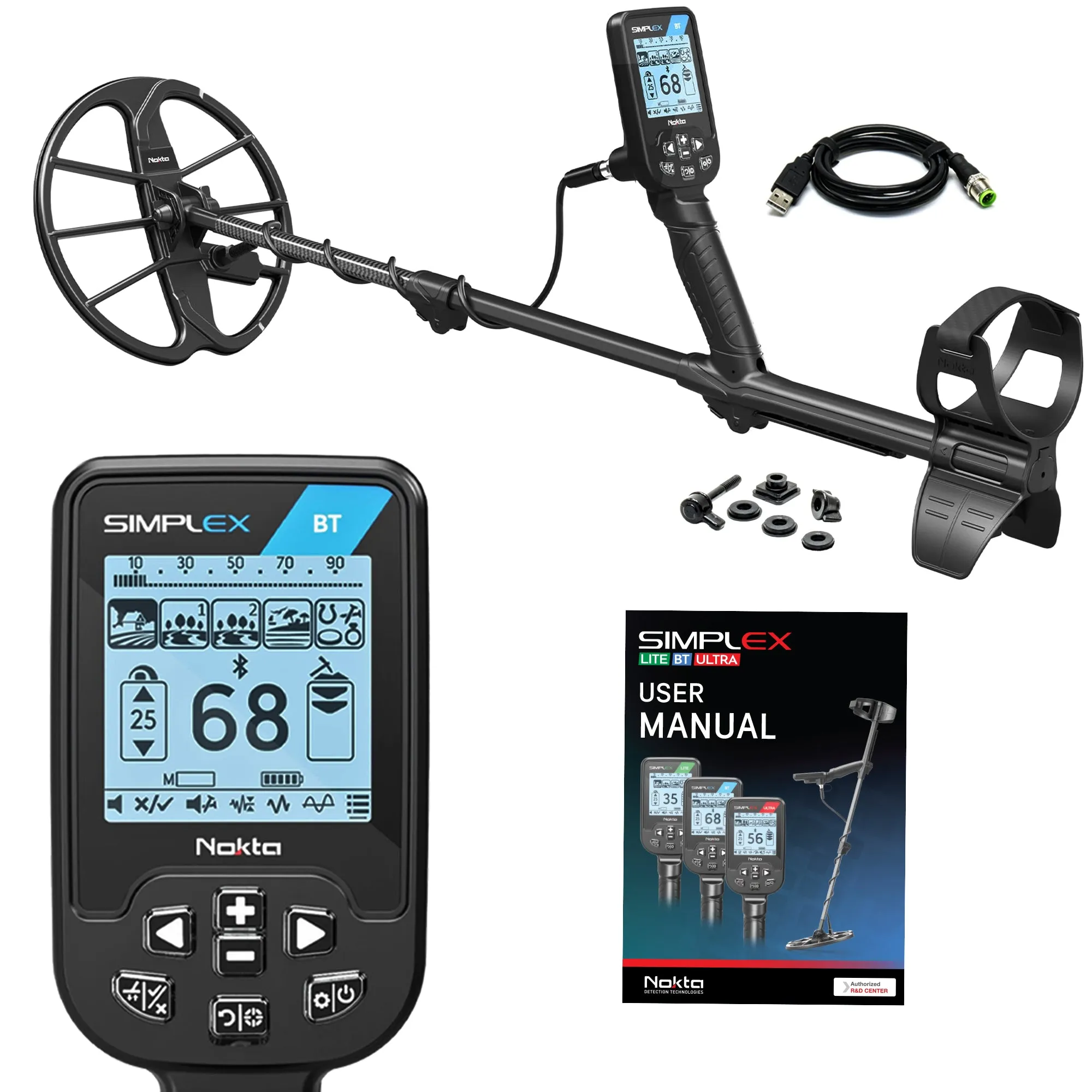 Nokta Simplex BT Waterproof Metal Detector with 11" DD Coil with Starter Pack