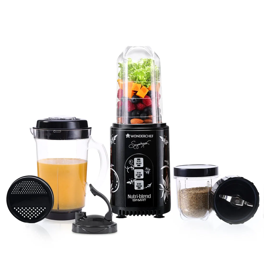 Nutri Blend Smart 3 Jar Automatic Mixer Grinder with Dual Pulse Function|22000 RPM|100% Full Copper Motor|2 Unbreakable Jars|500 W|2 Years Warranty|Recipe book by Chef Sanjeev Kapoor| Black