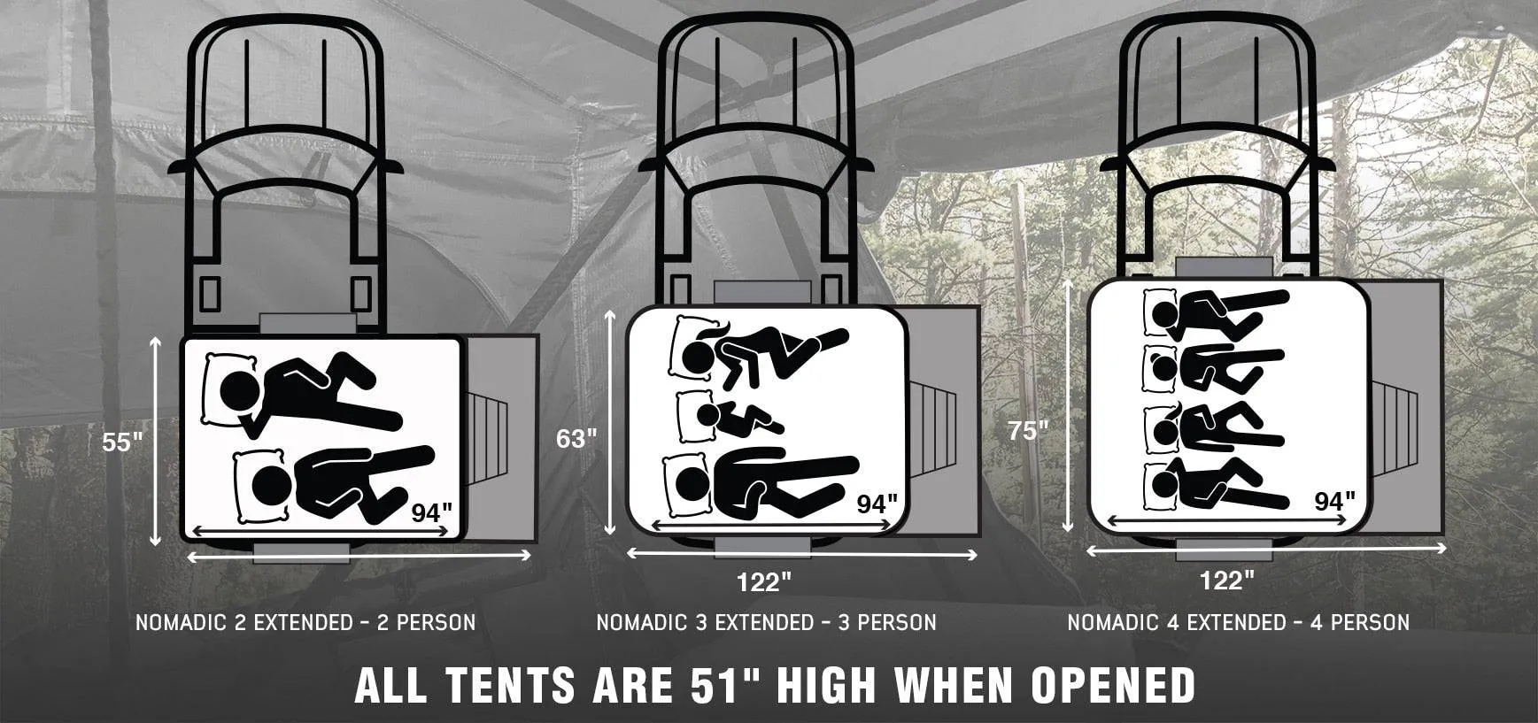 Overland Vehicle Systems Nomadic 4 Extended Roof Top Tent With Annex - Gray | Universal
