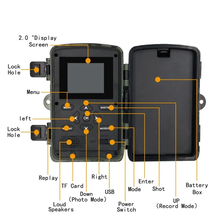PR4000 2 inch LCD Screen 4K Infrared Night Vision Wild Animal Hunting Tracking Camera
