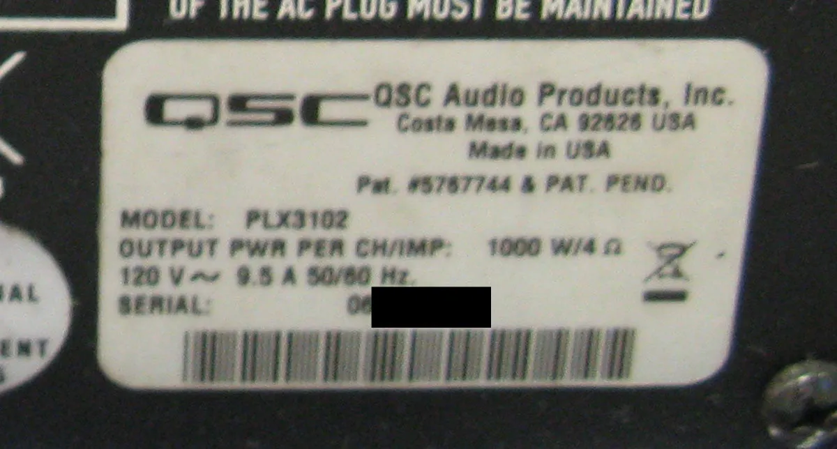 QSC PLX3102 Power Amplifier
