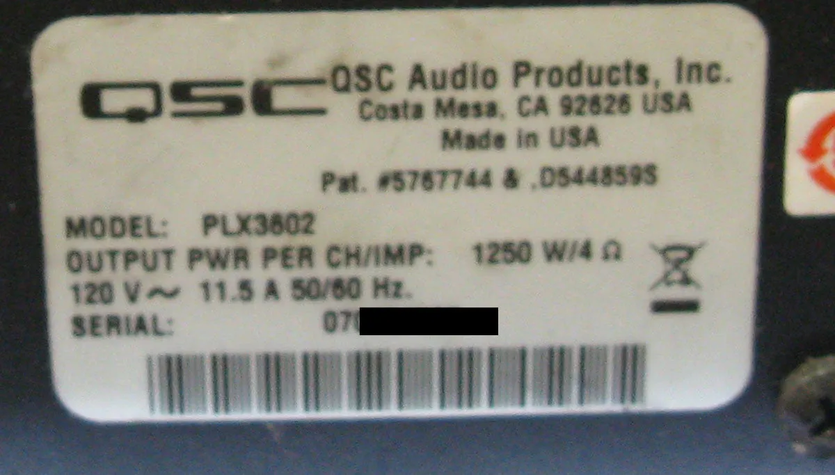 QSC PLX3602 Power Amplifier