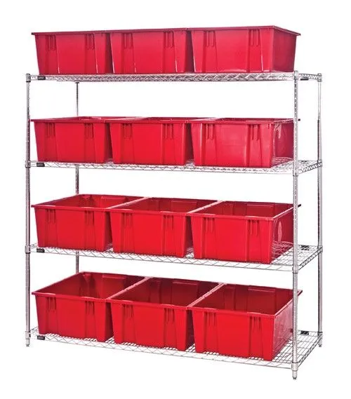 Quantum WR4-12225 Wire Shelving System with 4 Shelves, 24" x 66" x 63"