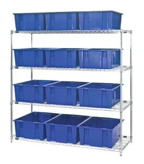 Quantum WR4-12225 Wire Shelving System with 4 Shelves, 24" x 66" x 63"