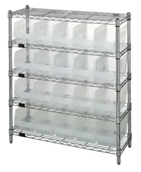 Quantum WR5-39-1236-202CL Wire Shelving System with 5 Shelves, 12" x 36" x 39"