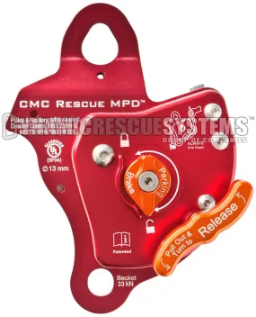 Rescue MPD, Pulley Belay Descender - NFPA, 13 mm, Red, CMC