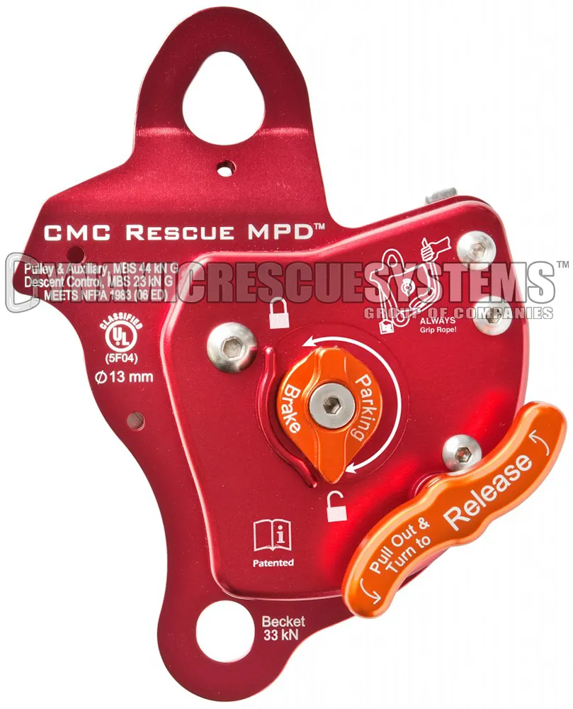 Rescue MPD, Pulley Belay Descender - NFPA, 13 mm, Red, CMC