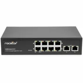 Rocstor 10-Port Gigabit Desktop Switch with 8-Port PoE , 2x Gigabit RJ45 Uplink Port