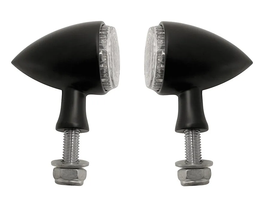 Round Bullet LED Combination Rear Tail Light   Indicators (Pair) - Black - Motorcycle Storehouse 913887